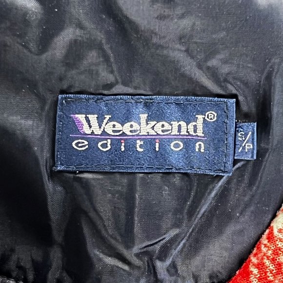 Weekend Edition Vintage Plaid Multicolour Small Zip Up Fleece Jacket - Picture 3 of 7